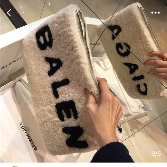 Balenciaga Handbags - Balenciaga Logo fur clutches